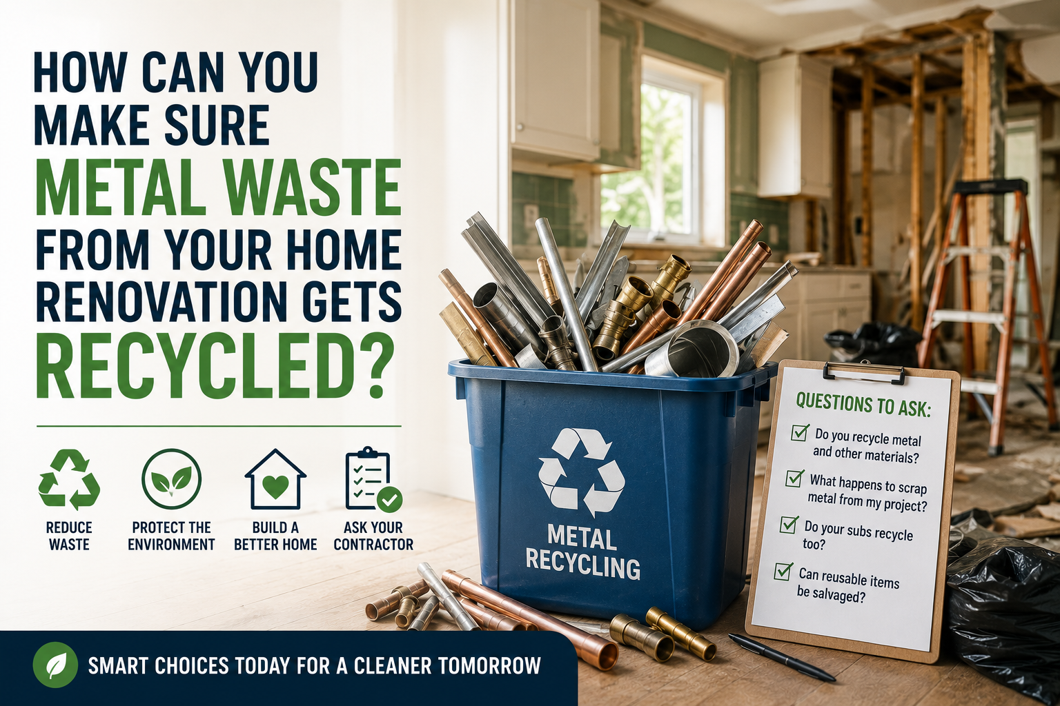 how can you make sure metal waste from your home renovation gets recycled?