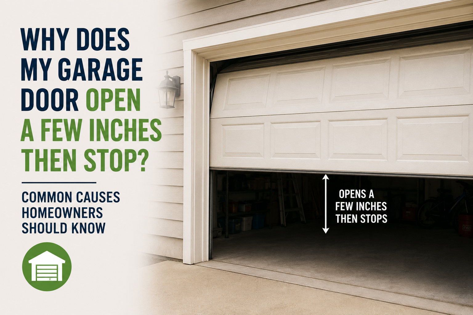 Why Does My Garage Door Open a Few Inches Then Stop? Common Causes Homeowners Should Know